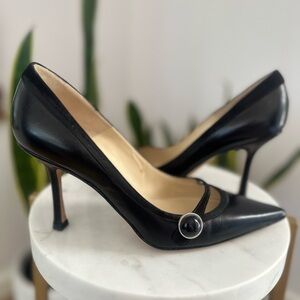 Jimmy Choo black and black suede heels